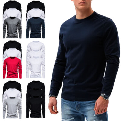  Langarm Herren T-Shirt schlicht Freizeit Arbeit 3/4 Pack Premium Set T-Shirt Top