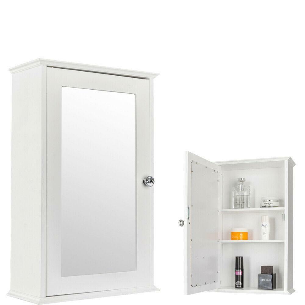 Wall Cabinet Cupboard with Open Shelf and Two Doors Kcelarec White Bathroom Storage Cabinet 20.86 x 6.1 x 24.4 Inches