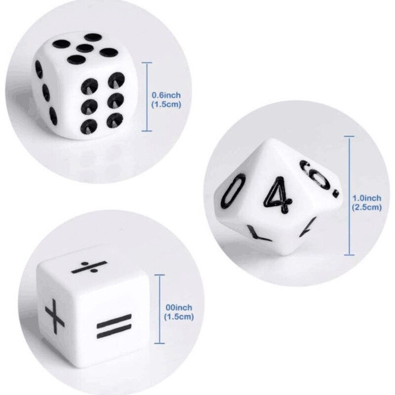 30x Mathematical Dices Board Game Children Round Corner Digital Dices