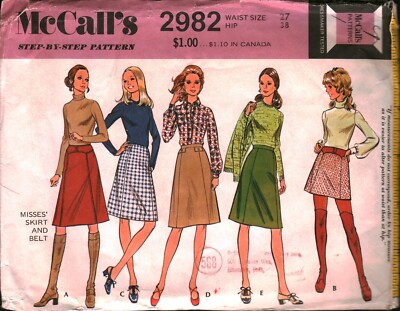 2982 Vintage McCalls SEWING Pattern Misses Skirt Belt Step by Step 1970s Sew 12