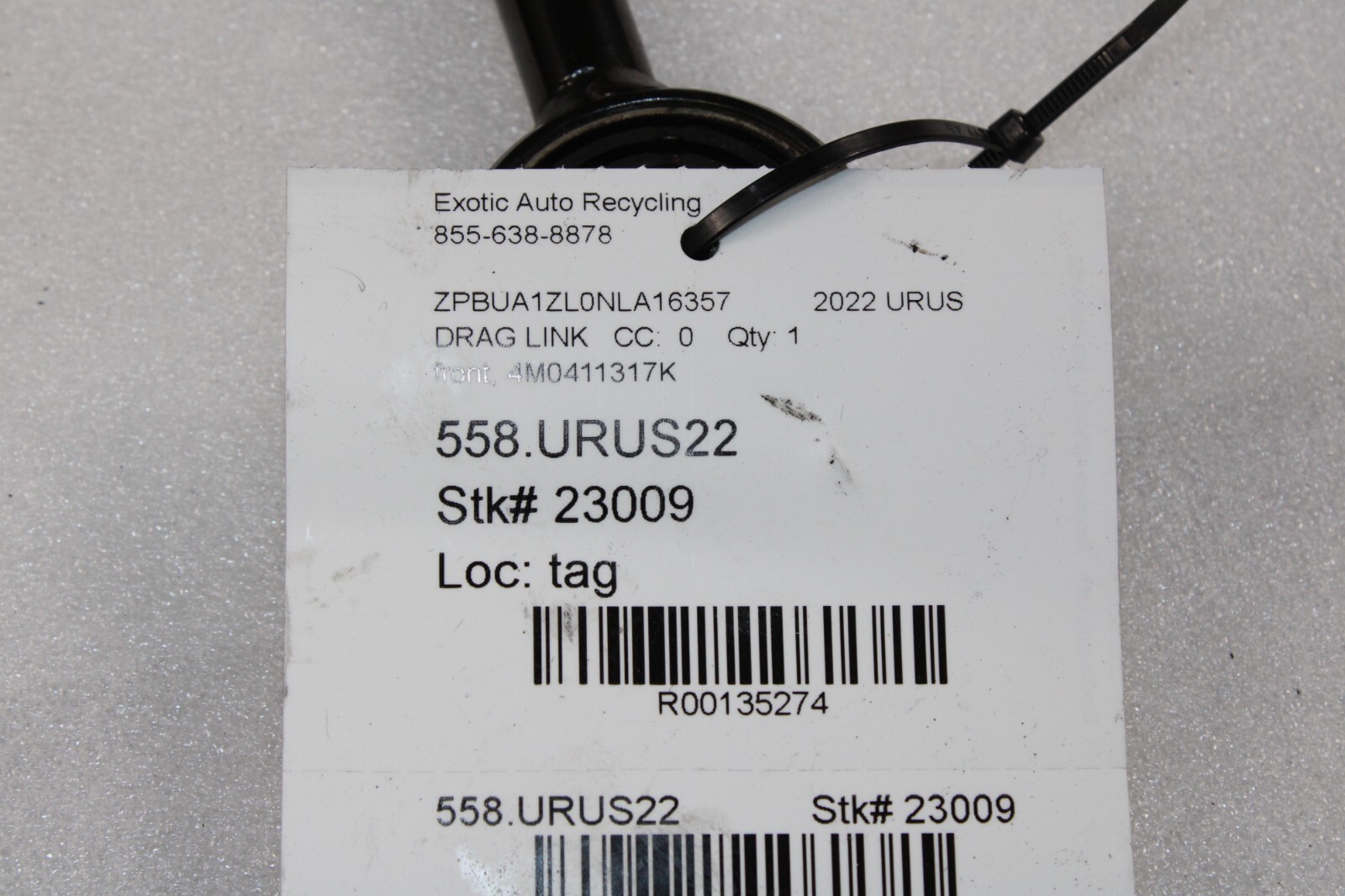 Lamborghini Urus, Front Supension Drag Link Coupling Rod, Used, P/N 4M0411317K