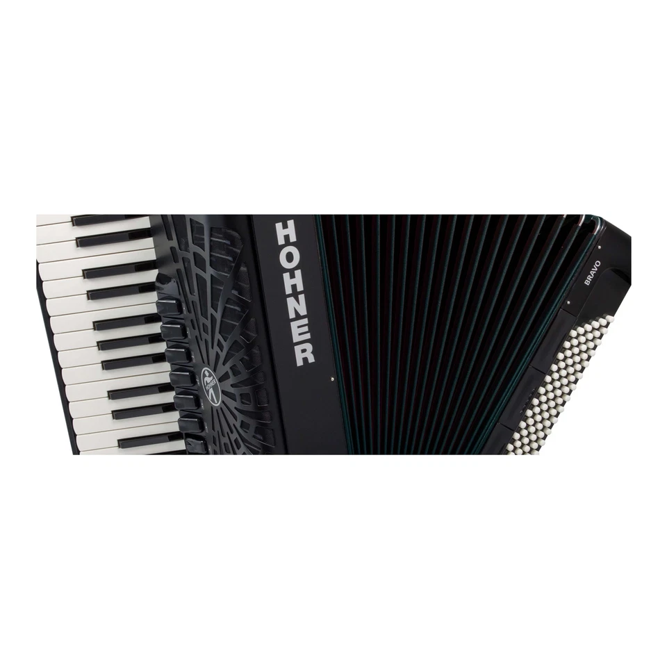 Hohner Bravo III 96 Chromatic Piano Key Accordion Jet Black - Image 4 of 4