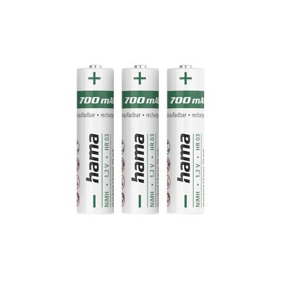 Hama 3x NiMH Akkus 700mAh Micro AAA 1,2V Schnellladefähig Universell einsetzbar