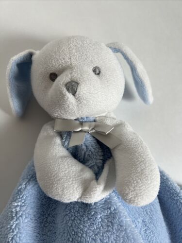 Blankets and Beyond White Blue Puppy Security Blanket Lovie Lovey 15” x 15” Baby - Picture 2 of 12