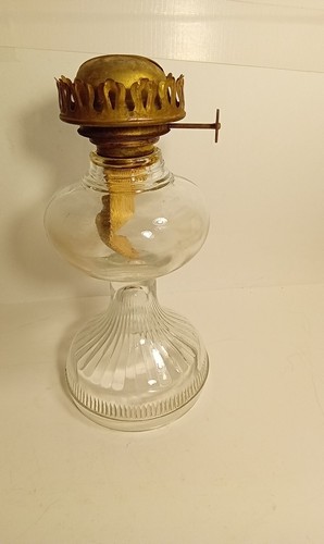 Antique Pedestal Oil Lamp without Globe 10" Tall 5" Base 3" Fitter