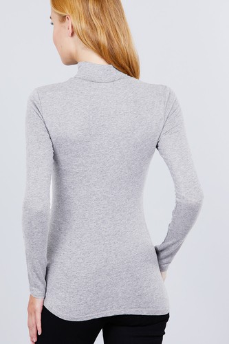 WOMEN SOLID COTTON TURTLENECK LONG SLEEVE TOP SHIRT T11901 - Picture 27 of 52