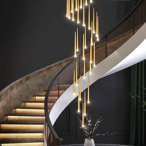 Modern Stair Chandelier LED Pendant Light Ceiling Lamp Loft Apartment Lighting - Picture 3 of 24