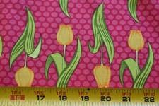 By 1/2 Yd, Yellow Green Tulips on Pink Quilt Cotton, Kaufman/Murphy, N5457