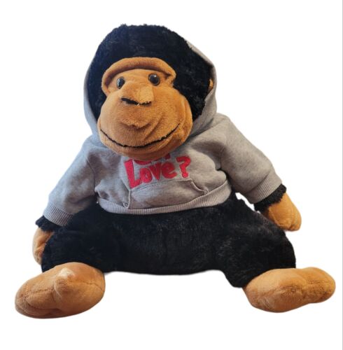 Dan Dee Got Love Gorilla Plush Monkey 15" Stuffed Animal Toy Sweatshirt Hoodie - Picture 1 of 4