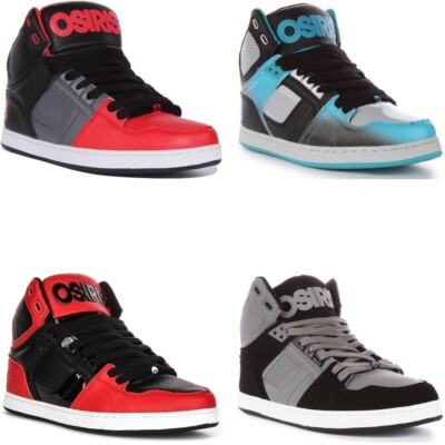 OSIRIS Nyc 83 CLK Unterstützt Absatz Mid Top Herren Turnschuhe Grau Black UK 6 -