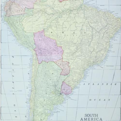 SOUTH AMERICA MAP Large Antique FULL COLOR 1928 21"x14" Brazil Atlantic Pacific - Picture 1 of 2