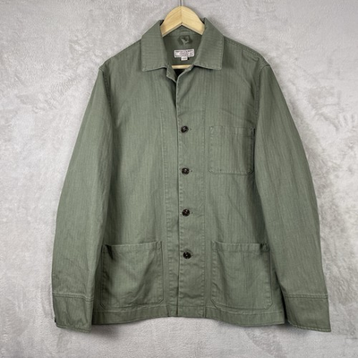 #ad #ad J Crew Wallace amp; Barnes Chore Coat Jacket Mens Medium HBT Twill Military Army $49.99