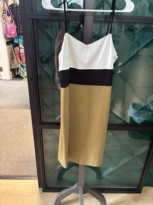 Banana Republic Black Beige ColorBlock Ladies Spaghetti Strap Dress Size 12  | eBay