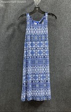 Cupio Women's Blue Geometric Tile Print Sleeveless Maxi Dress Sz M NWT