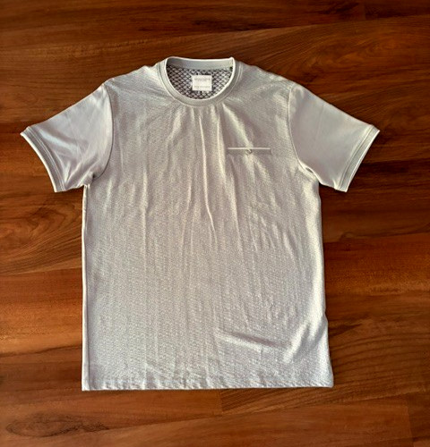 Denim & Flowers Crewneck T-shirt Size XL Light grey Textured Grey stripe 
