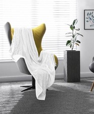 Nestl Cut Plush Lightweight Super Soft Luxury Bed Throw, 50" x 60"-White