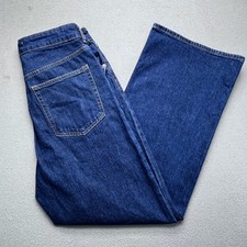 H M Wide Leg High Waist Jeans Womens 12 Dark Wash Blue Denim 932869