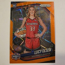 2025 WNBA Prizm 145 Lucy Olsen RC Orange Lazer Variation Washington Mystics