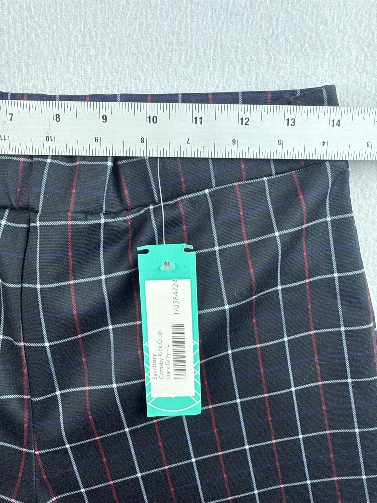 Sanctuary Carnaby Kick Crop Piaid Elastic Waist Casual Pants Women's Large