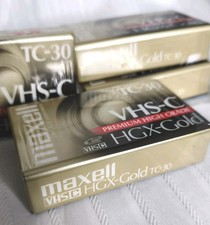 Lot of 4 Maxell VHS-C Premium High Grade Videotape TC-30 HGX-Gold NEW
