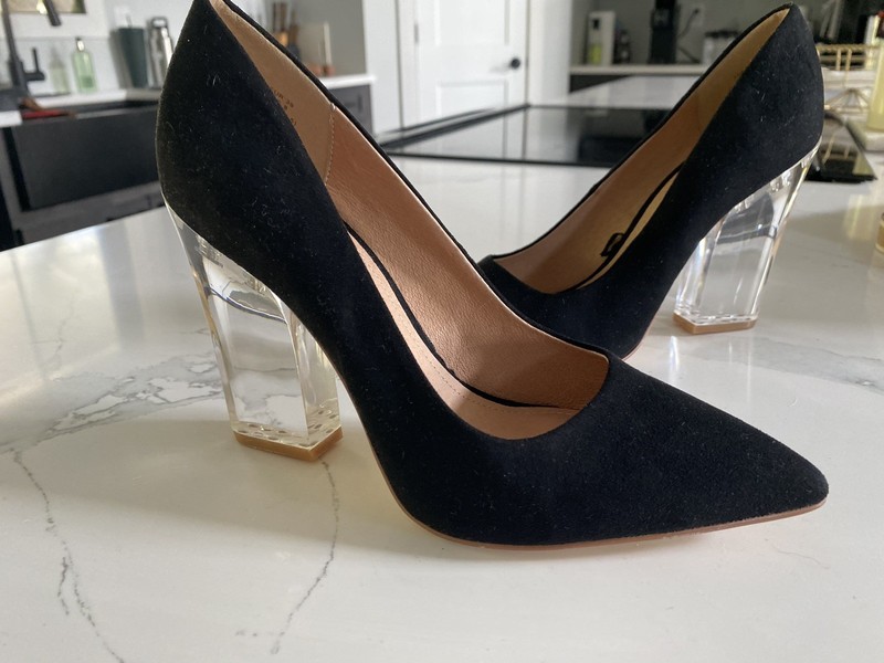 New! H&M Women Shoes Clear Black Patent Leather Heel 8 / 39