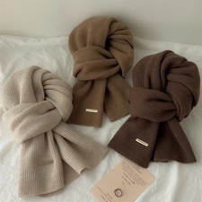 Women Cashmere Blend Scarf Women Winter Warm Thicken Luxury Solid Color Shawl Wr