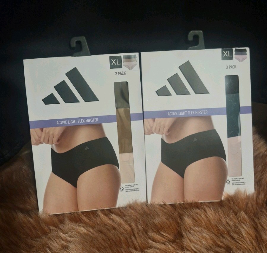 3er Pack Adidas Damen Slip Hüftslip Hipster Active Light Flex Hipster Gr XL × 2 