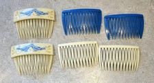 Vintage Goody Side Hair Combs Rare Blue Birds, Blue and Ivory Accessory USA 80s