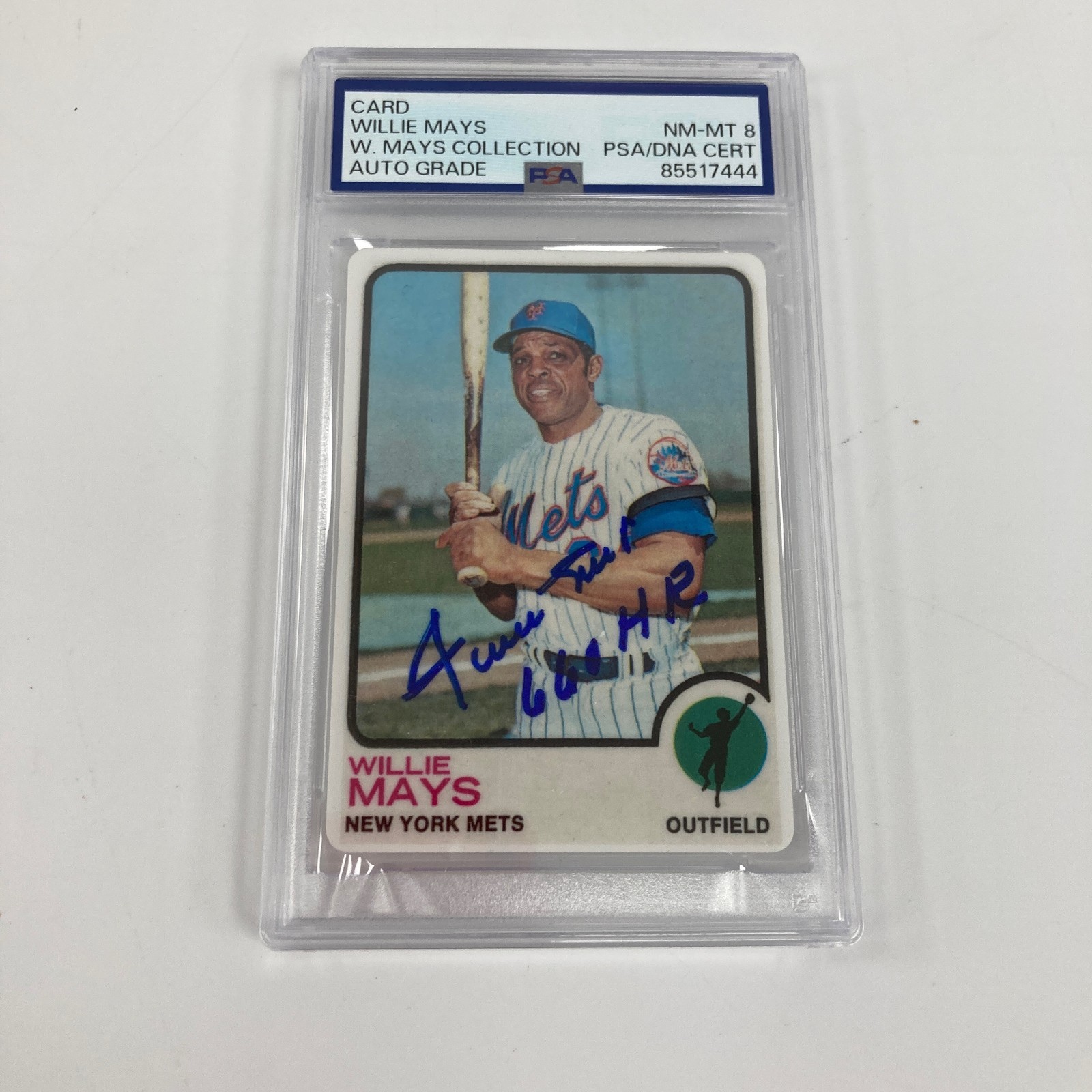 1973 Topps Willie Mays 660 Home Runs Signed Porcelain Baseball Card PSA DNA