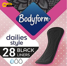 Image of Bodyform Black Normal Panty Liners 5X PACK OF 21 FREE SHIP
