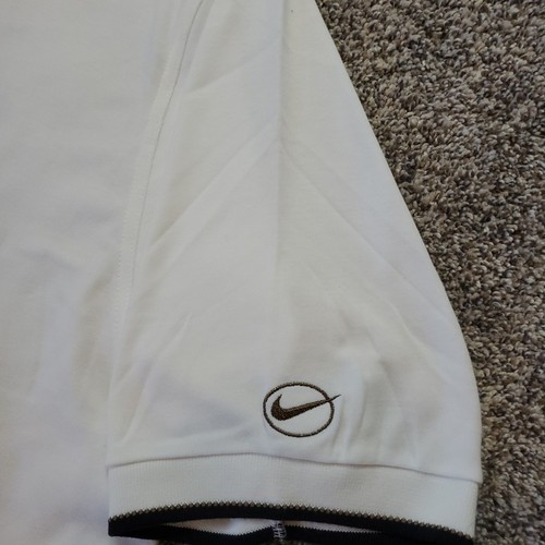 Polo da golf Nike vintage nuova con etichetta uomo XL bianco/avorio anni 90 Y2K cotone a fascia - Foto 5 di 9
