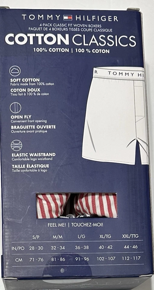 Tommy Hilfiger Men's 4-Pack Classic Fit  Woven Boxers X-Large (40-42)  Stripes - Image 3 of 4