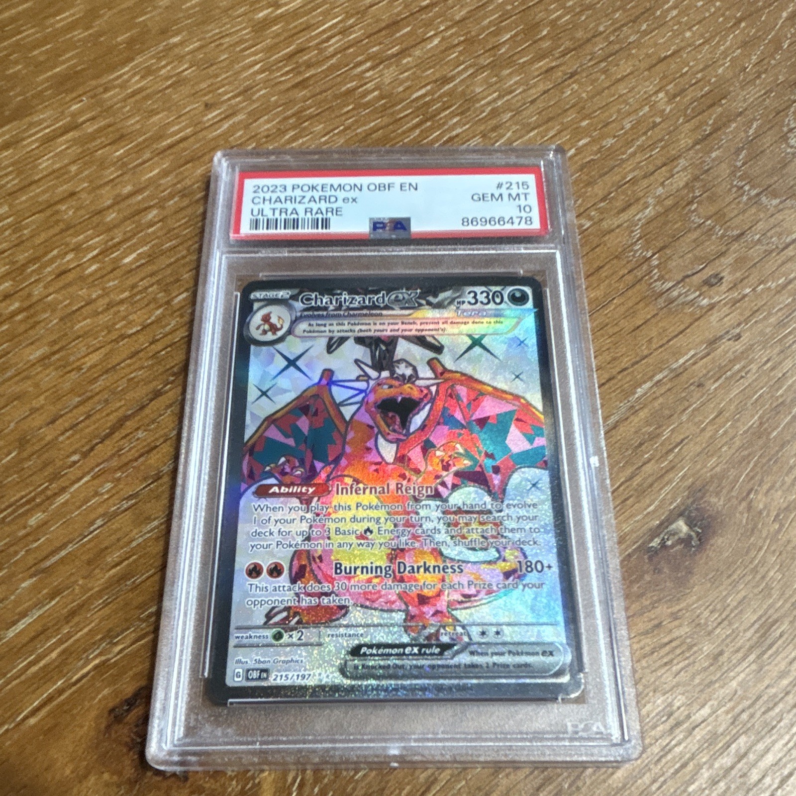 Pokemon 2023 Obsidian Flames Charizard ex 215/197 Ultra Rare Holo PSA 10