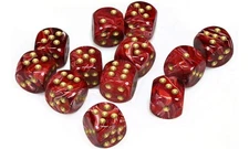 Chessex DND Dice Set D&D Dice-16mm Vortex Burgundy and Gold Plastic Polyhedral D