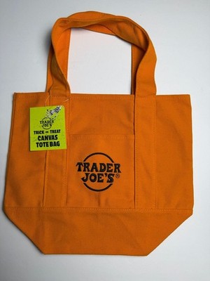 Trader Joe's Trick-or-Treat Mini Canvas Tote Bag Orange