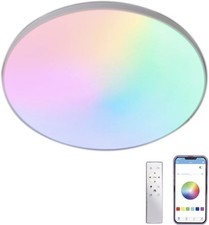 RGB Dimmable LED Ceiling Light with Remote - 14.5-inch Flush Mount, 30W 2700K 