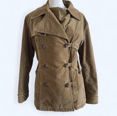 Esprit Women's Brown Button Belted Lined Pea Coat Mid-Length Size L