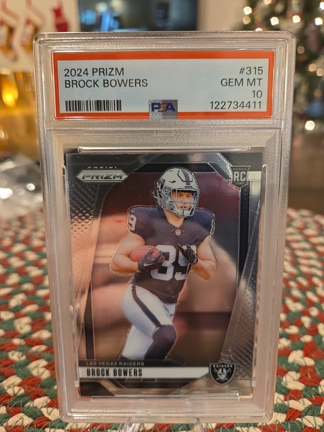 2024 Panini Prizm Brock Bowers 315 Silver Prizm PSA 10 Rookie Las Vegas Raiders