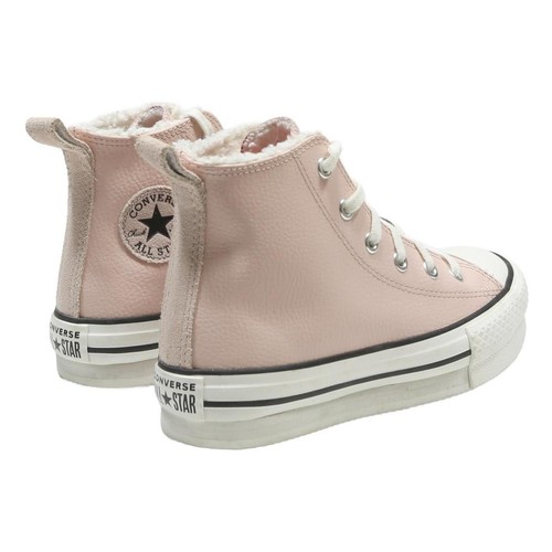 CONVERSE Chuck Taylor All Star Girls Leather High Top Trainers Pink White UK 1 - Picture 5 of 6