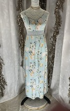 Forever 21 Women’s M Aqua Floral Maxi Dress w/ Sheer Crochet Waist