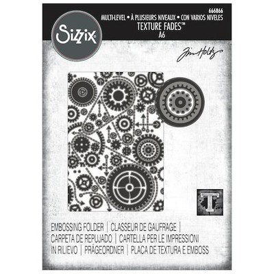 Sizzix 3-D Texture Fades Embossing Folder - Vault Gears by Tim Holtz 666866