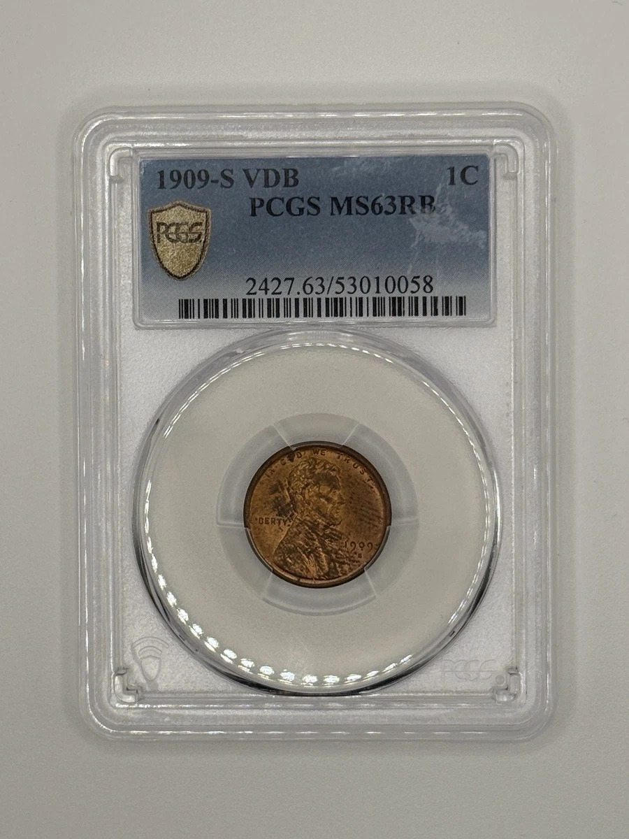 PCGS Certified MS 63 Graded 1909 Year Lincoln Wheat US Small Cents