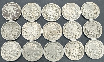 Lot Of 15 Mixed Dates And Mints Buffalo Nickels