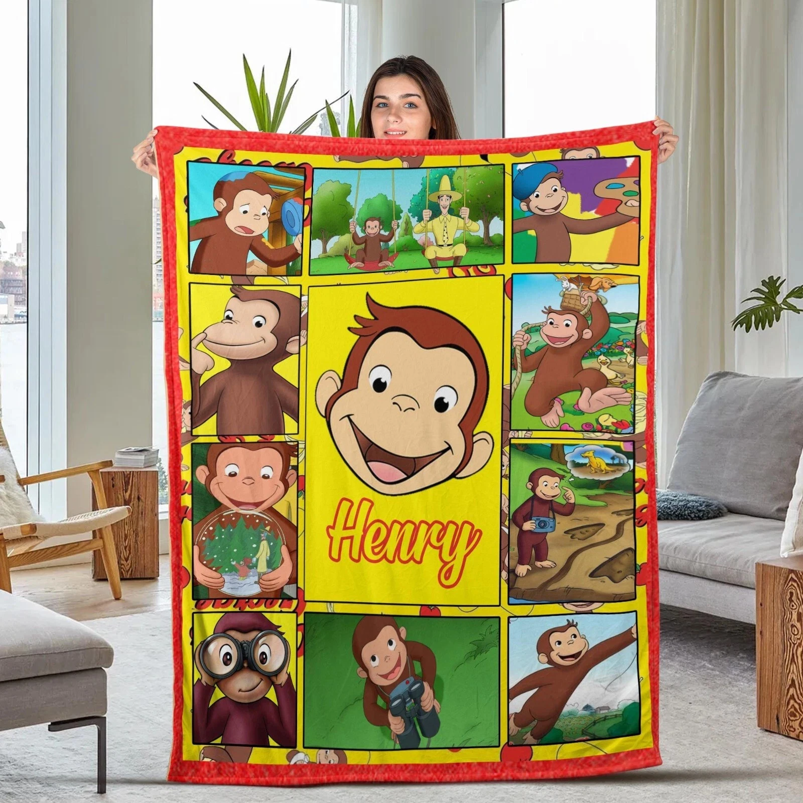Personalized Curious George Blanket Curious George Fleece Blanket