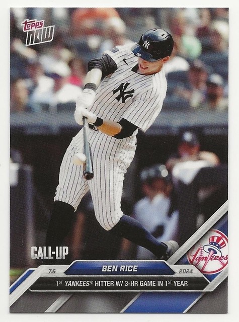 2024 Topps Now BEN RICE Call-Up Rookie #388 1st Yankees Hitter w/3-HR Game as RC
