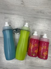 Zestaw 4 sportowych butelek na wodę wielokrotnego użytku 2 duże i 2 małe z 9 ledwo używanych filtrów