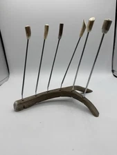 Stocky’s Stag Shop Antler Handle Fondue Fork Set with Antler Holder