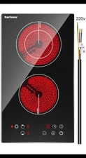 Karinear 2 Burner Electric Cooktop 12 Inch Built-in Electric Stove Top, 220v NEW