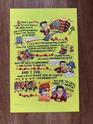 Cap n Crunch Berries 1995 Quaker Oats Cereal Print Ad School Dance Breakfast