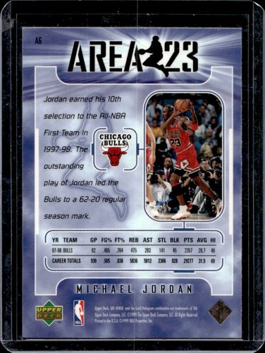 1998-99 Upper Deck Ionix Michael Jordan Area 23 #A6 Bulls - Picture 2 of 2